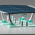 Future Architecture Design With Solar Panel Roof And Sustainable Green Energy Elements