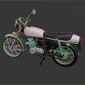 Vintage White Motorcycle with Black Seat Silver Engine Round Headlight and Rearview Mirror
