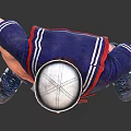 Man in Navy Sailor Uniform with Red Neckerchief Gray Apron Shorts Cap Front Back Views 3d model