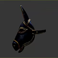 Blue Donkey Head Mask With Golden Accents And Brown Ears For Costume Fashion