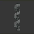 Modern Spiral Staircase With Metal Railing And Reflective Surface Structure 3d model