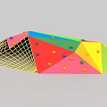 Colorful Climbing Playground Equipment With Multicolored Panels Grips And Grid Frame Support