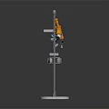 Orange Monkey Hanging On Street Lamp Pole With Street Light And Base