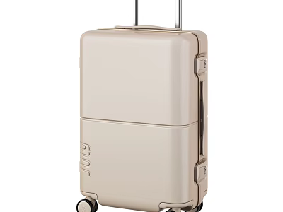 Beige Hard Shell Luggage With Spinner Wheels And Telescopic Handle 3d model