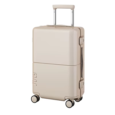 Beige Hard Shell Luggage With Spinner Wheels And Telescopic Handle 3d model