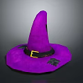 Purple Witch Hat With Black Belt Gold Buckle And Leaf Decorations