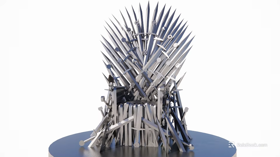 Outdoor Chair With Sword Designed Metal Construction Unique Throne Style Decorative Garden Furniture 3d model 