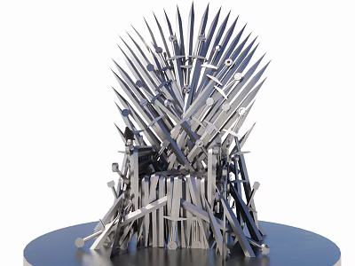 Outdoor Chair With Sword Designed Metal Construction Unique Throne Style Decorative Garden Furniture 3d model