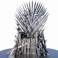 Outdoor Chair With Sword Designed Metal Construction Unique Throne Style Decorative Garden Furniture