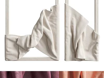 Modern Pleated Fabric Wall Decor With White Frame And Multicolor Linen Panels 3d model