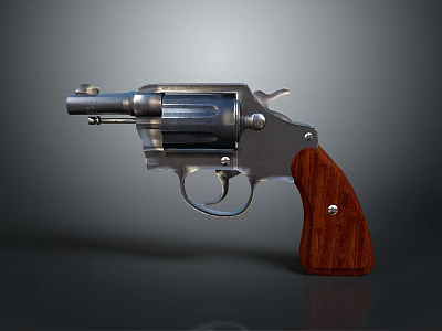 High Quality Vintage Revolver With Shiny Metallic Body And Detailed Wooden Grip Design 3d model