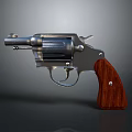 High Quality Vintage Revolver With Shiny Metallic Body And Detailed Wooden Grip Design
