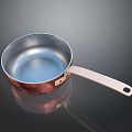 Copper Kitchen Pan With White Handle And Shiny Cooking Surface 3d model