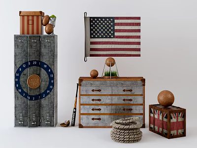 American-style Locker Jewelry Ornaments 3d model