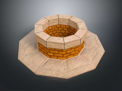 Outdoor Garden Ornament With Circular Stone And Brick Design Structure 3d model