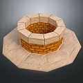 Outdoor Garden Ornament With Circular Stone And Brick Design Structure