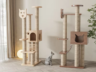 Modern Cat Trees With Cute Designs And Scratching Posts 3d model