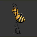 Cartoon Bee Character With Yellow Black Stripes Standing Pose Wings And Antennae