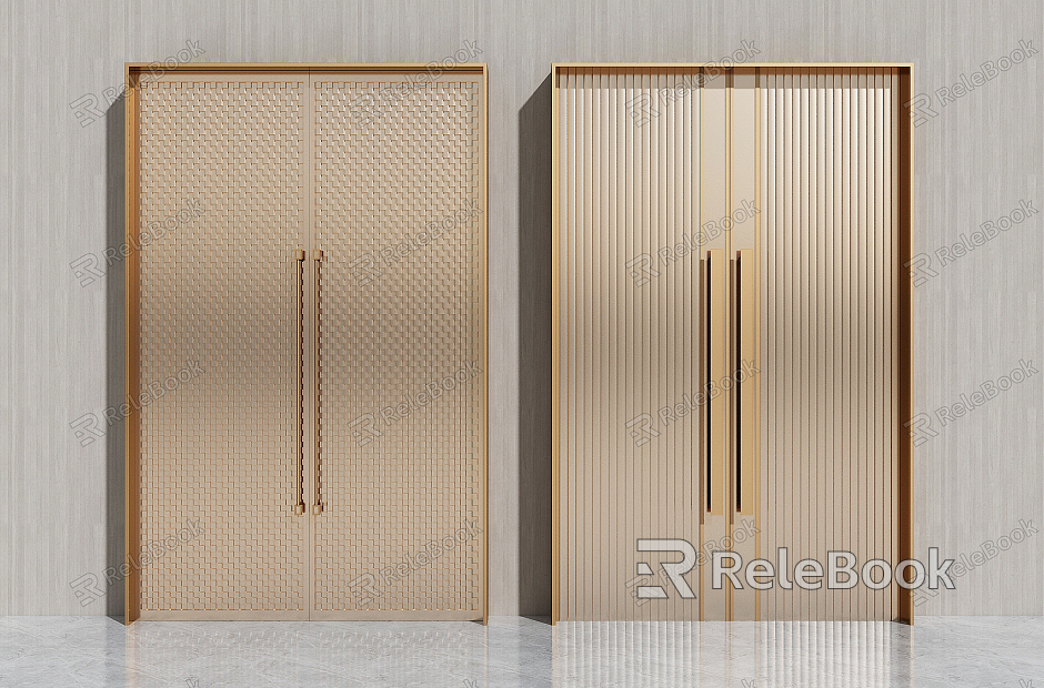 Light Luxury Double Door Titanium Stainless Steel Double Door model