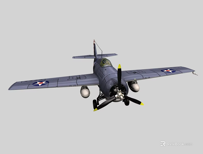 Vintage Passenger Plane With Propeller And American Flag Emblem On Wings 3d model 
