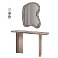 Modern Dressing Table With Stylish Decorative Mirror And Marble Top Metal Frame Design