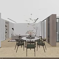 Modern Living And Dining Room Interior With Sofa Coffee Table Rug Floor To Ceiling Windows