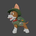 Cartoon Dog Character Wearing Green Hat With Badge And Green Backpack In Game Movie