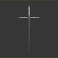 3D Model Decorative Sword With Metallic Sharp Blade And Colorful Wing Like Structures 3d model