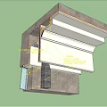 Sectional View of Building Component with Concrete Wall Metal Brackets and Pipes