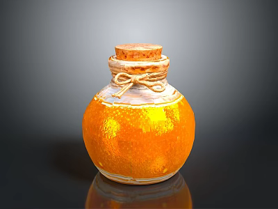 Orange Ceramic Jar With Cork Stopper Twine Tied Glossy Surface On Black Background 3d model