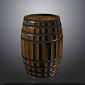 Wooden Storage Barrel With Metal Hoops As Practical Household Item For Daily Use