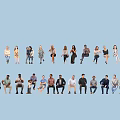 Diverse Group of People in Various Poses and Different Outfits