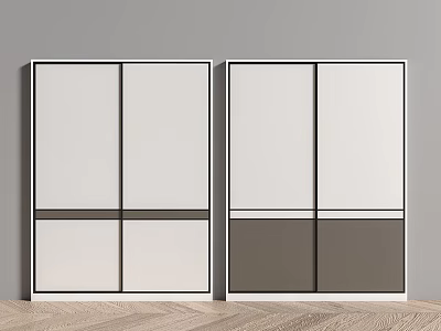 Modern Sliding Door Wardrobes With White And Gray Panel Design Framed Doors In Minimalist Bedroom Interior 3d model