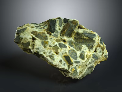 Natural Terrain Rock Formation With Green Black Yellow Surface Texture And Geological Features 3d model