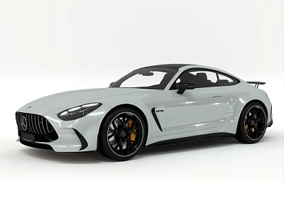 White Two Door Sports Car With Black Wheels Yellow Brake Calipers And Sporty Design 3d model