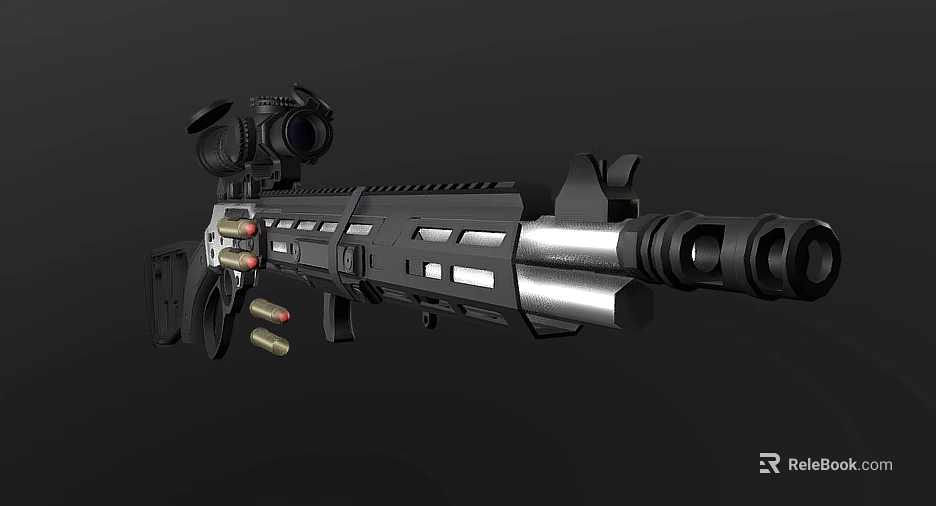Tactical Military Sniper Rifle With Scope Magazine And Metal Components 3d model 