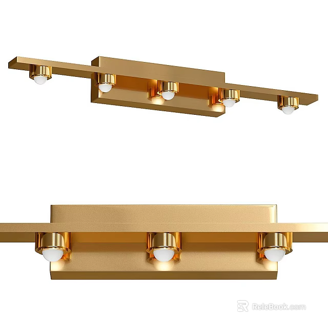 Modern Gold Wall Sconce With Linear Design And Multiple Light Bulbs 3d model 