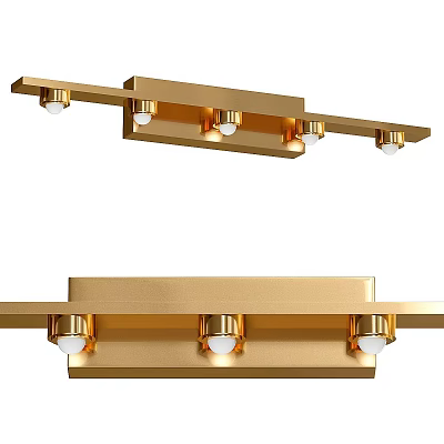 Modern Gold Wall Sconce With Linear Design And Multiple Light Bulbs 3d model