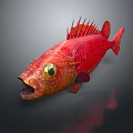 Vibrant Red Marine Fish With Big Eyes Open Mouth And Spiny Dorsal Fin