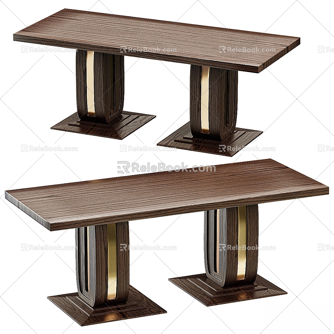 Light Luxury Wooden Dining Table 3d model