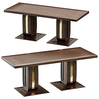 Light Luxury Wooden Dining Table 3d model