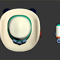 Adorable Cartoon Cowboy Character In White Hat Red Skin Blue Outfit With Small Tool
