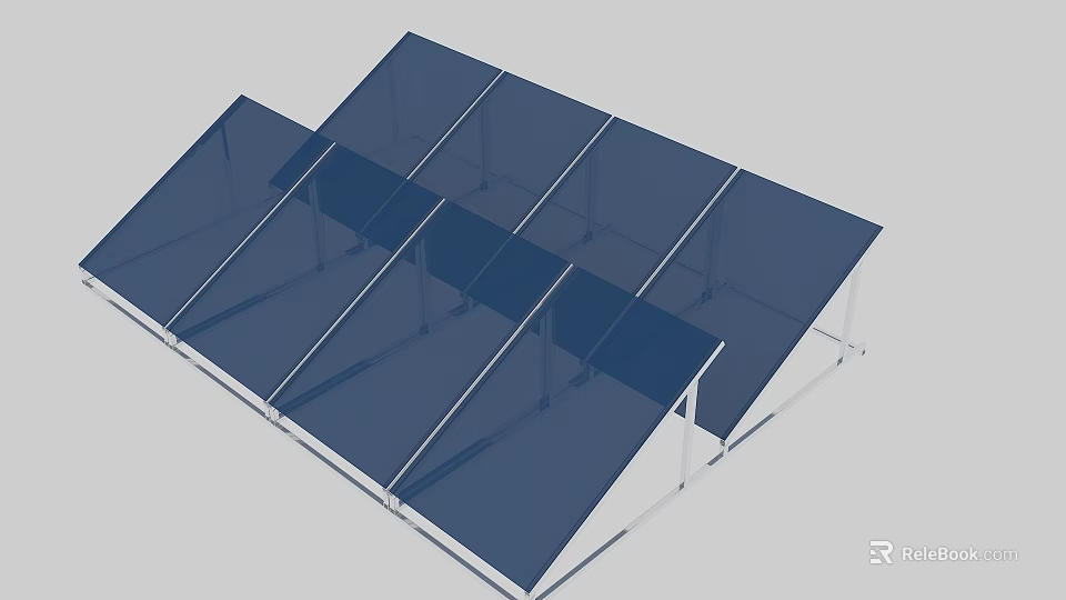 Blue Transparent Outdoor Canopy Structure With Metal Frame And Panels 3d model 