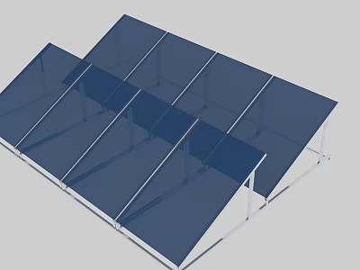 Blue Transparent Outdoor Canopy Structure With Metal Frame And Panels 3d model