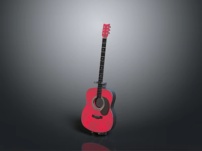 Pink Acoustic Guitar With Wooden Body And Black Fretboard For Daily Use 3d model