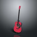 Pink Acoustic Guitar With Wooden Body And Black Fretboard For Daily Use