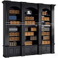 Elegant Black Decorative Bookcase Cabinet With Neatly Arranged Books And Multiple Shelves