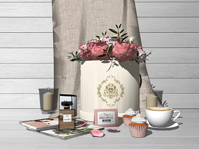 Modern Ornaments Combination Flower Candlestick Ornaments 3d model