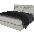 Modern Double Bed Design With Gray Headboard White Sheets And Gray Blanket