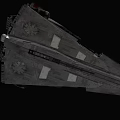 Futuristic Large Sci-Fi Spaceship With Sharp Bow Red Stripes And Detailed Surface 3d model